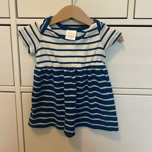 Hanna Andersson blue and white striped dress size 6/12 months